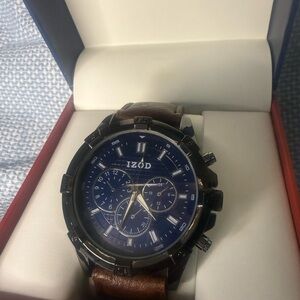 Izod Chronograph with Blue Dial and Brown Strap